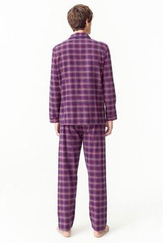 Pyjama van geborsteld flanel zuiver katoen