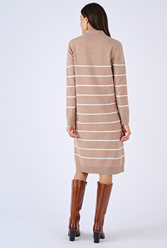 Trui jurk polokraag gestreept