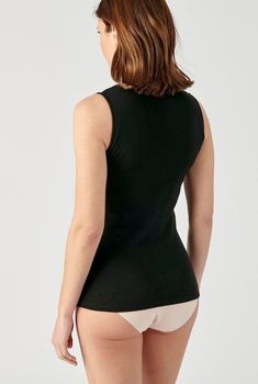 Tanktop fijn geribde guipure kant Thermolactyl