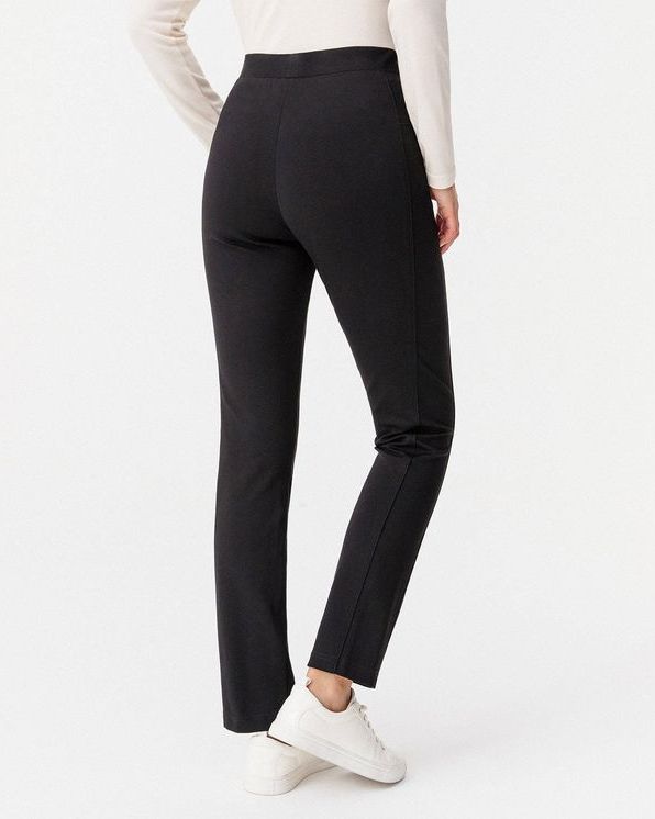 Pantalon enfilable maille milano stretch détails faux cuir