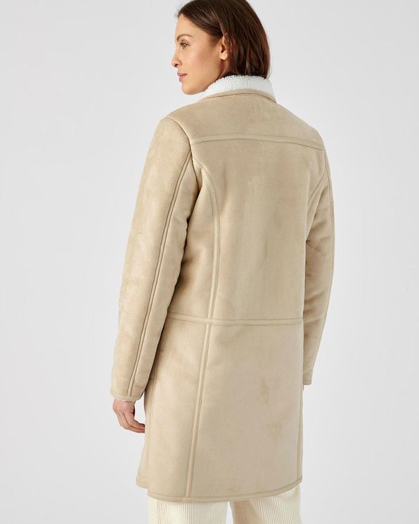 Manteau aspect suédé et peau lainée