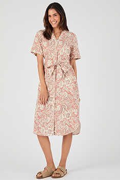 Robe boutonnée mélange lin