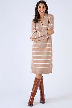 Trui jurk polokraag gestreept