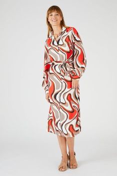 Robe-chemisier boutonnée imprimé graphique