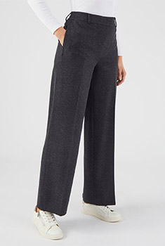 Wijde pull-on broek in geruwd stretchtricot