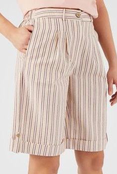 Gestreepte short in katoenmix