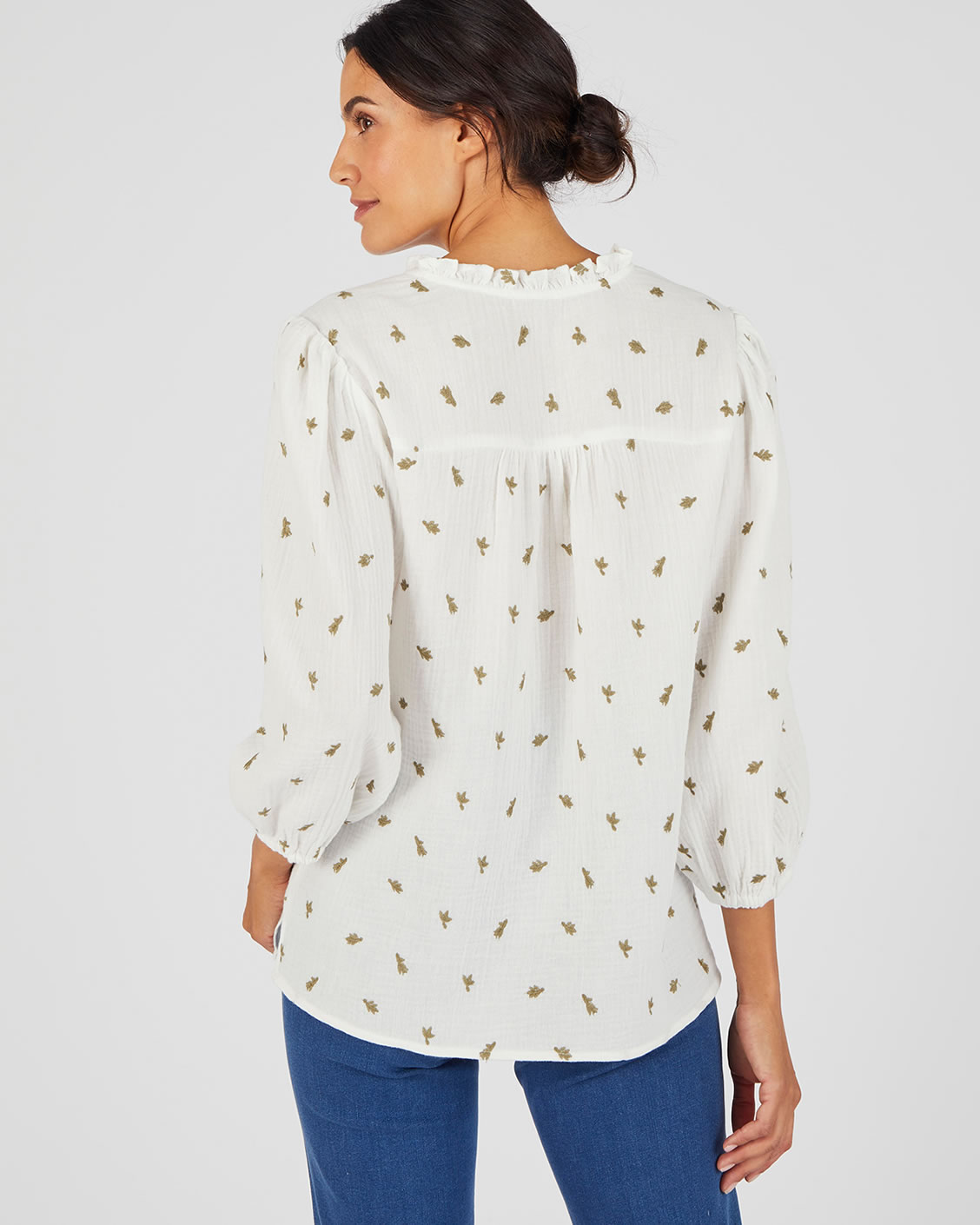Blouse gaze pur coton brodée