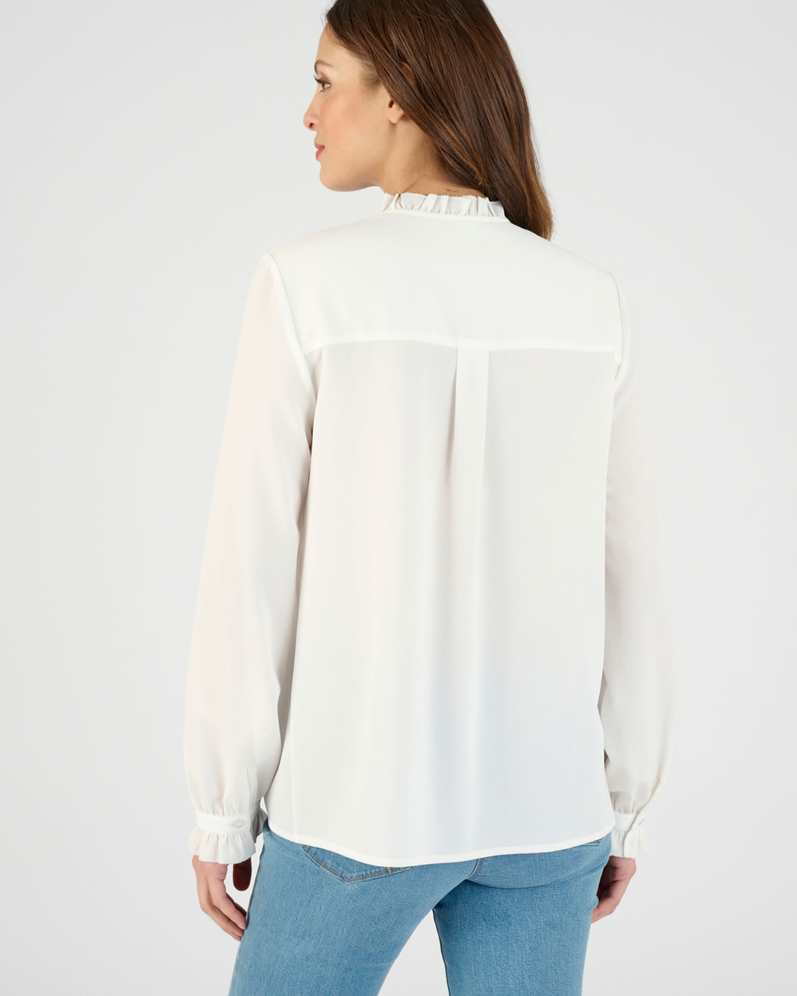 Crêpe overhemdblouse met ruches