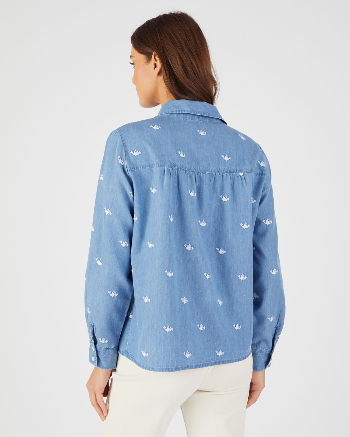 Geborduurde blouse van katoen en lyocell Tencel™ vezels