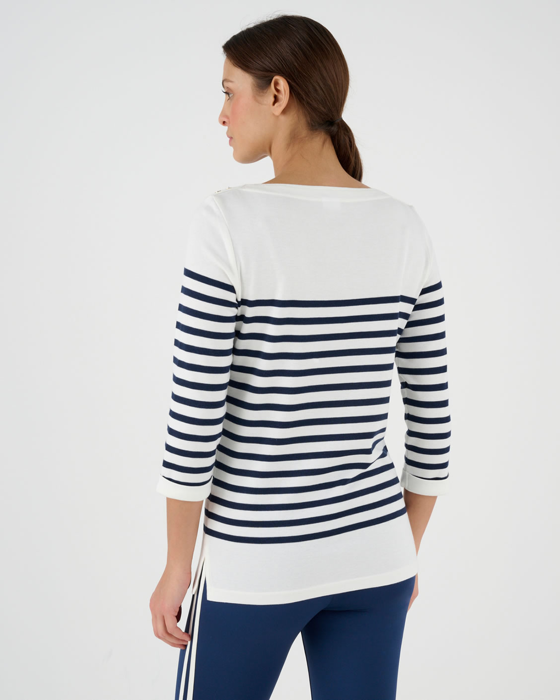 Effen of gestreept T-shirt met 3/4 mouwen