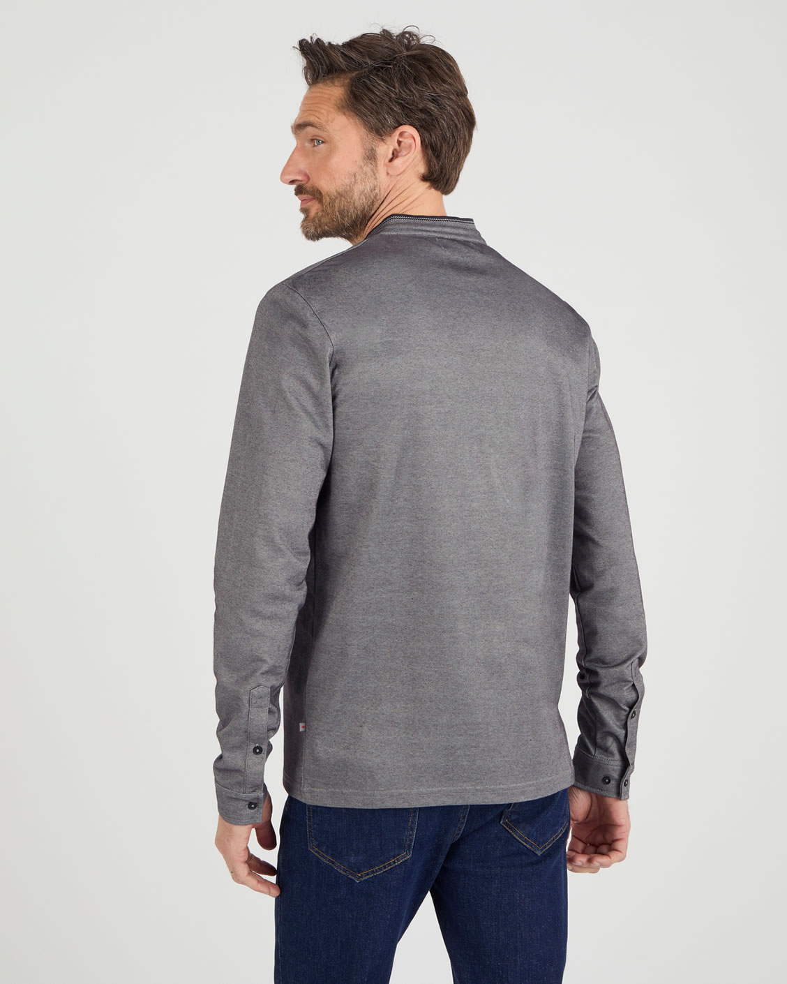 T-shirt col mao boutonné