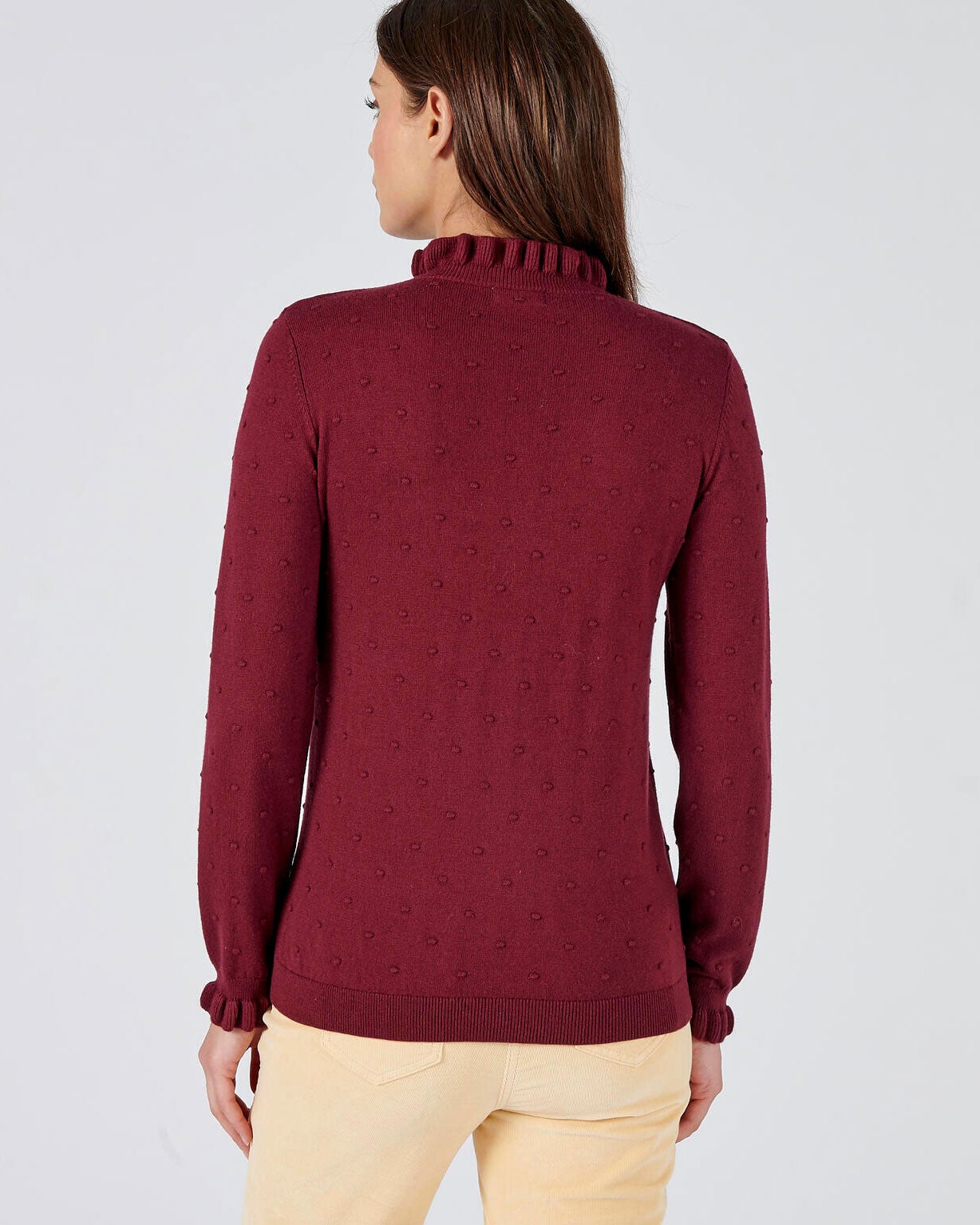 Pull col volanté maille fantaisie fine et chaude