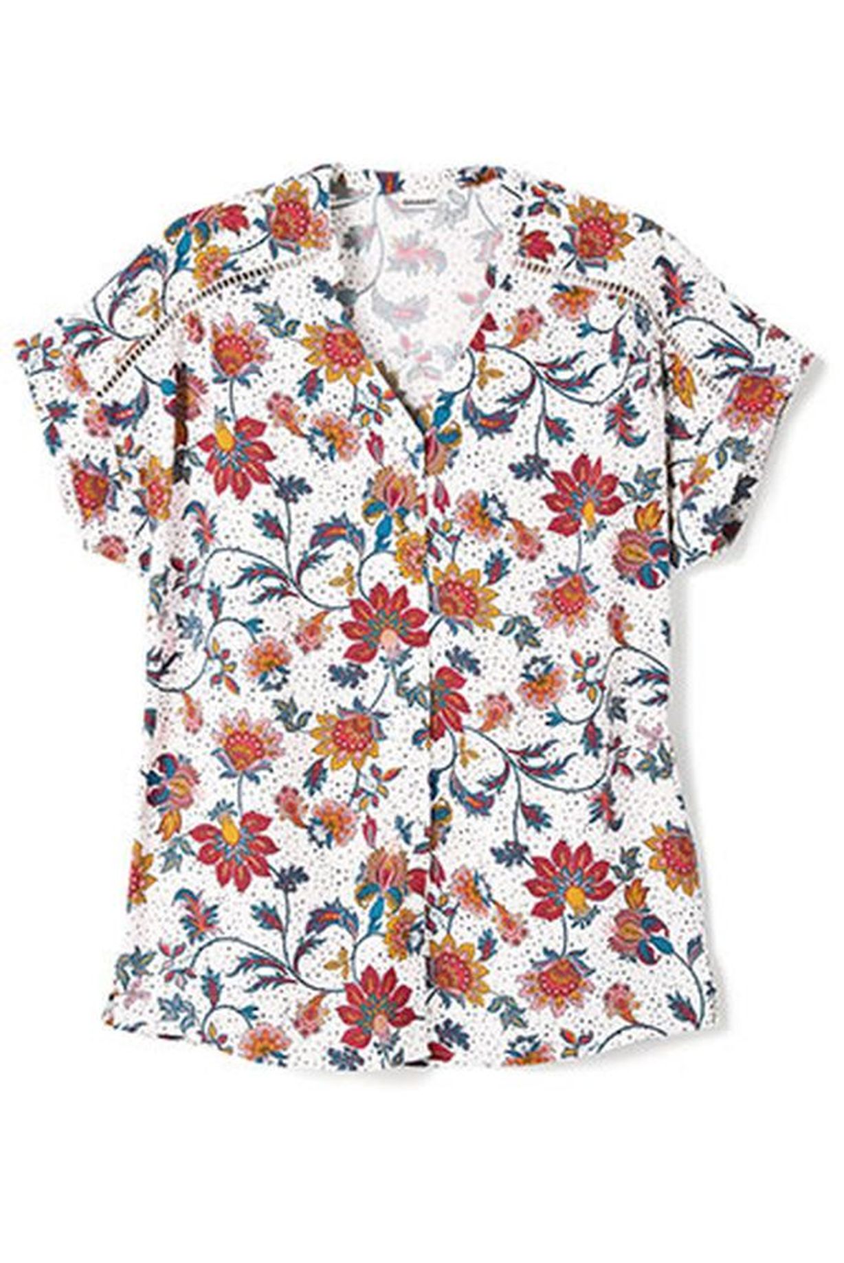 Gebloemde blouse in jacquard met reliëf