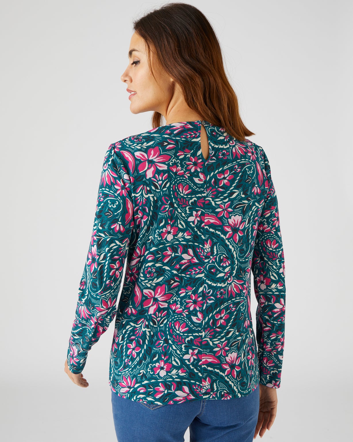 Gebloemd T-shirt in crêpe