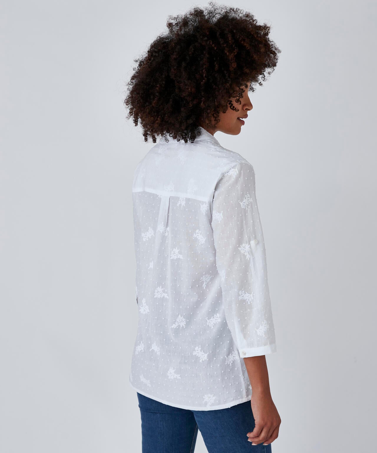 Chemisier pur coton plumetis et broderie
