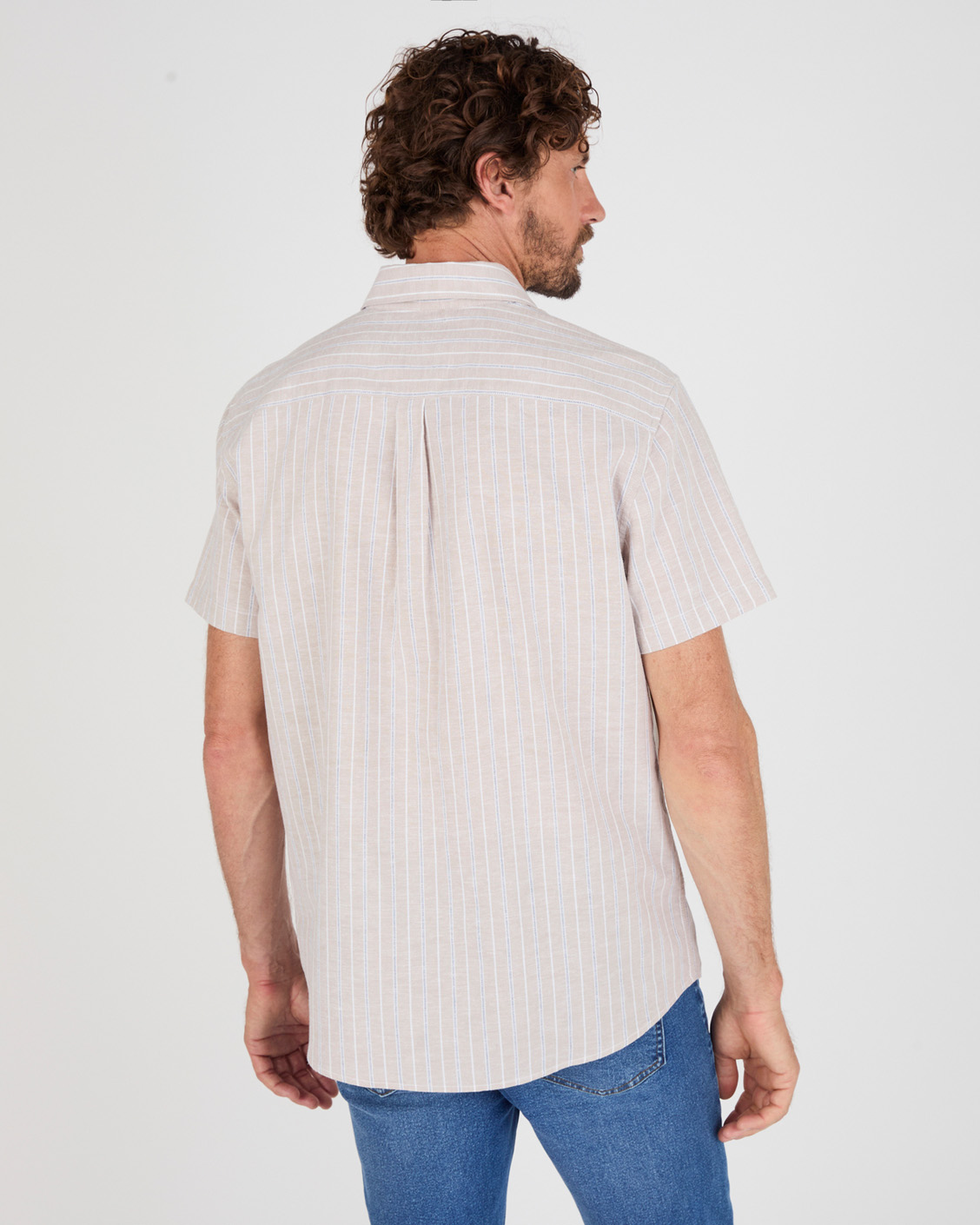 Overhemd korte mouwen mix van linnen en katoen