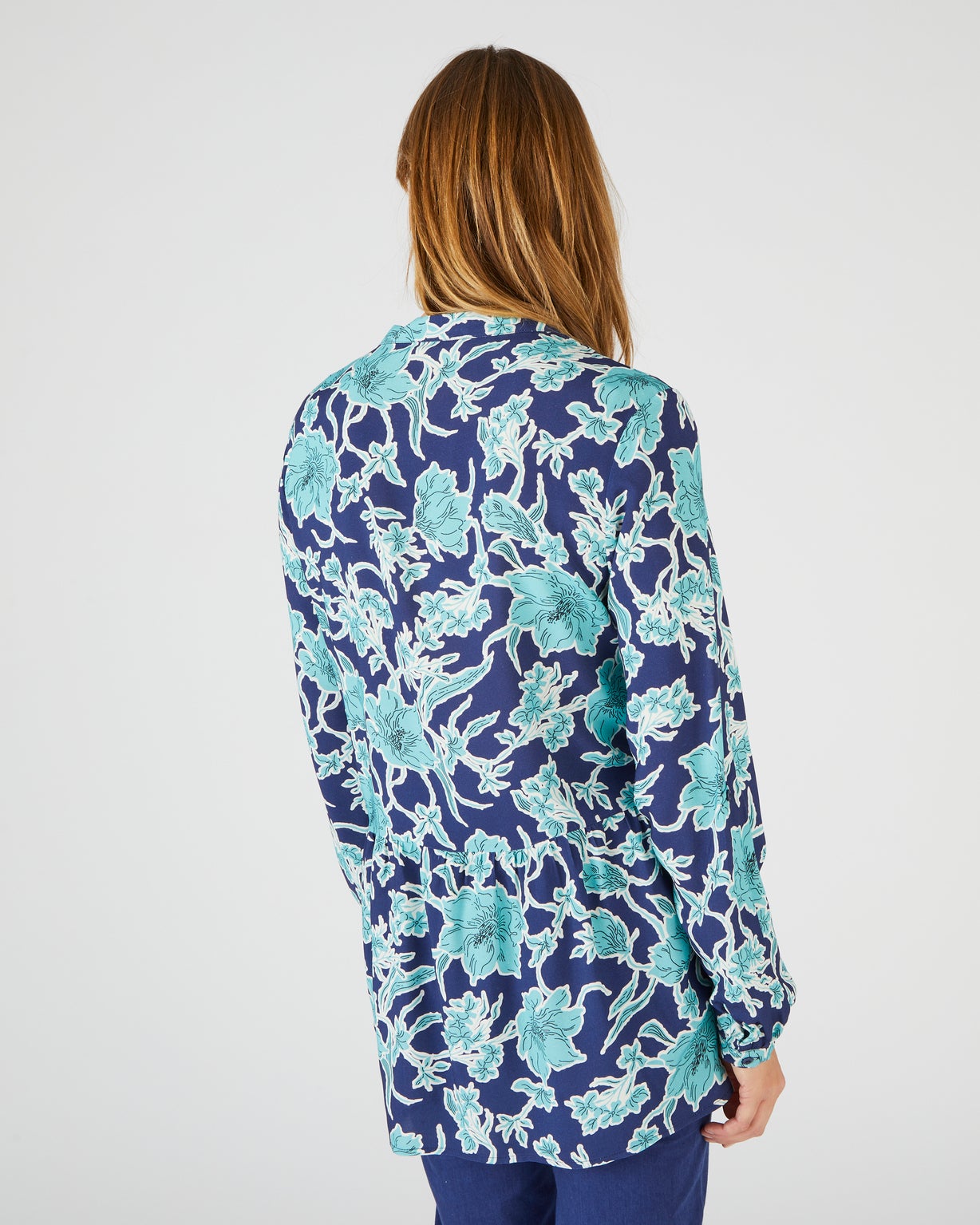 Wijduitlopende tuniek in soepele stof met bloemenprint