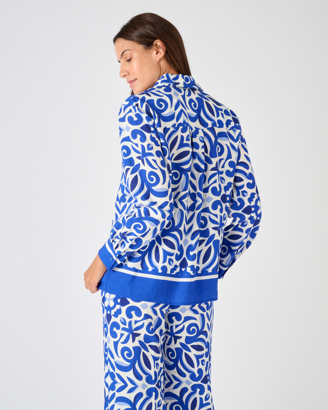 Overhemdblouse reliëf stof zuivere viscose