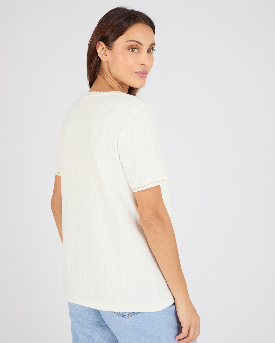 T-shirt jacquard tricot reliëf