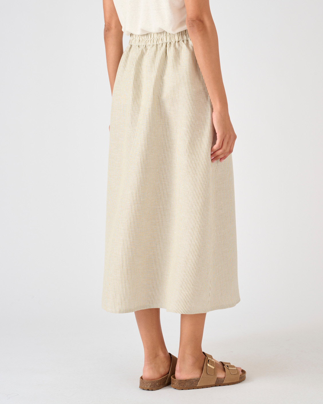 Rok gestreept mix linnen en viscose