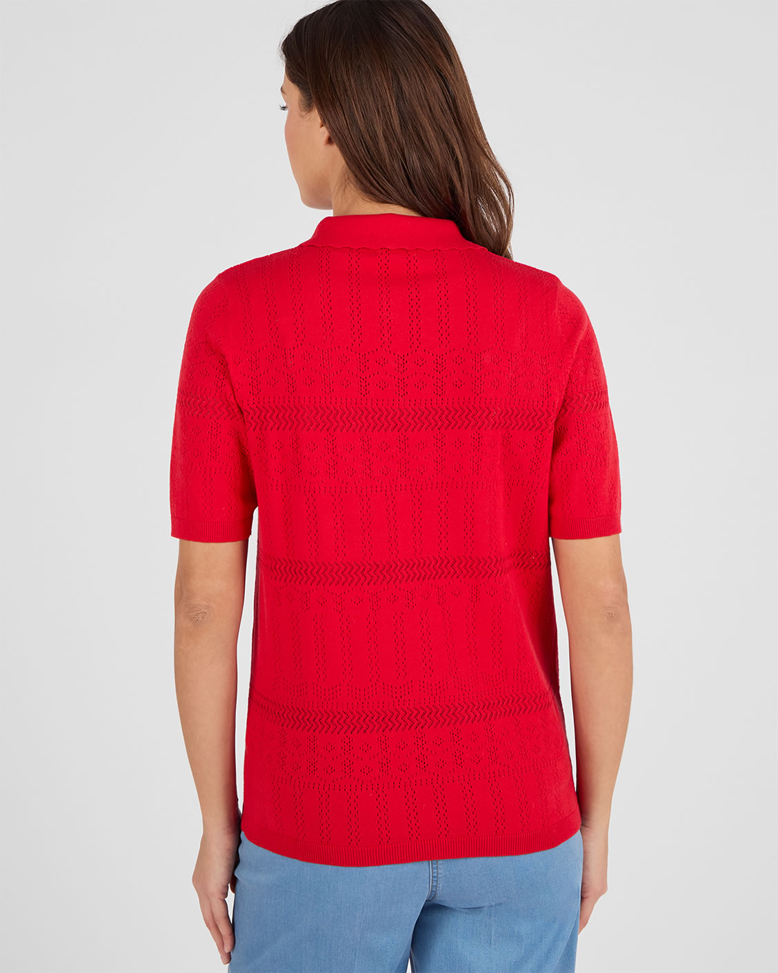Pull col polo maille ajourée
