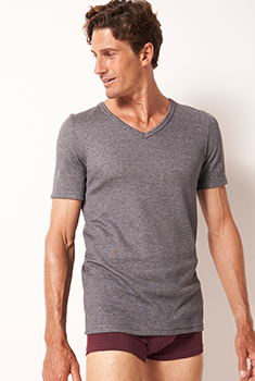 T-shirt double face col V Thermolactyl