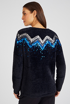 Pull à sequins en maille poilue