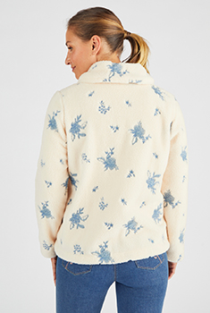 Veste en maille moutonnée brodée