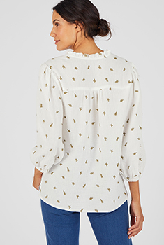 Geborduurde blouse van zuiver katoengaas