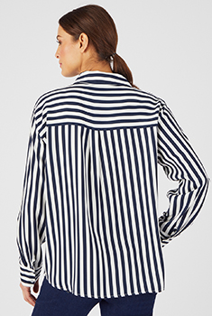 Gestreepte overhemdblouse vezels pure viscose Lenzing™ EcoVero™