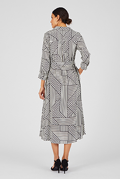 Crêpe jurk met grafische print