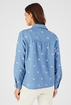 Geborduurde blouse van katoen en lyocell Tencel™ vezels