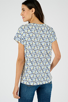 T-shirt flammé imprimé végétal