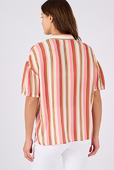 Chemisier rayé en tissu créponné pure viscose