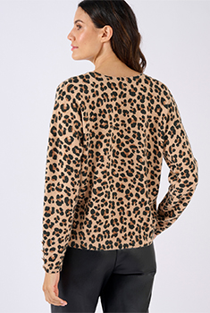 Pull à boutons uni ou imprimé animalier