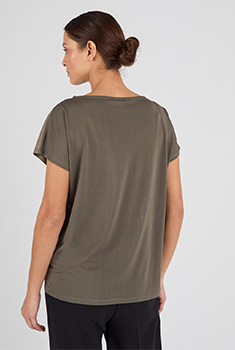 T-shirt maille crêpe motif feuillage