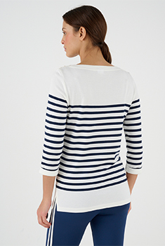 Effen of gestreept T-shirt met 3/4 mouwen