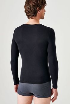 T-shirt col V manches longues fine côte Thermolactyl Sensitive
