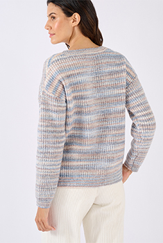Pull fil mouliné à effet de rayures