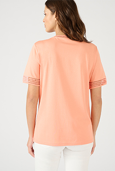 T-shirt détails macramé pur coton