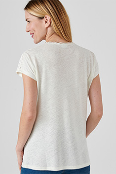 T-shirt met glanseffect in *linnenmix met viscose