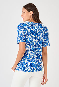 T-shirt maille reliéfée fleurie