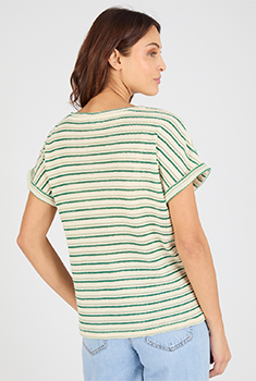 T-shirt maille jacquard rayée