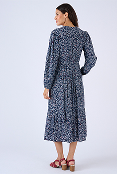 Lange jurk zuivere viscose reliëf