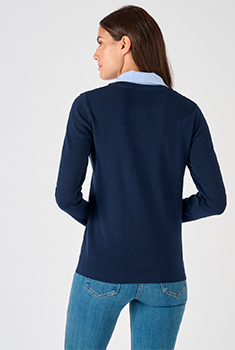 Trui overhemdkraag Chambray met Thermolactyl-label