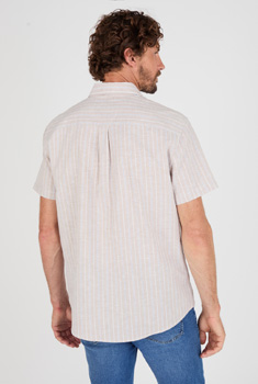 Overhemd korte mouwen mix van linnen en katoen