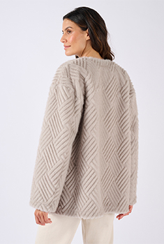 Veste imitation fourrure et suédine