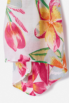 Foulard sjaal voile tropische bloemen.