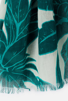 Foulard sjaal puur katoen bladerprint