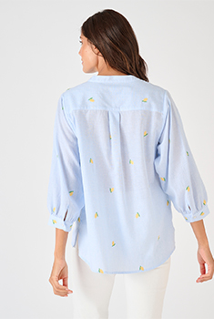 Blouse rayée et brodée citrons
